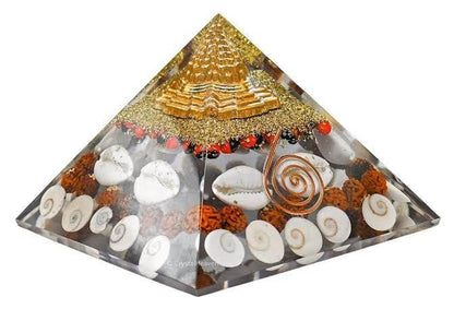 Crystal Wealth Gomati Chakra Shree Yantra Pyramid | Wealth, Financial Stability & Prosperity