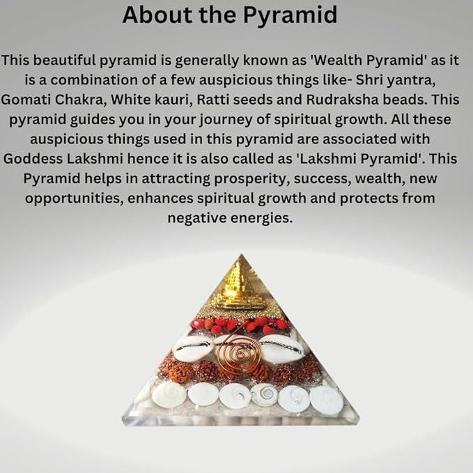 Crystal Wealth Gomati Chakra Shree Yantra Pyramid | Wealth, Financial Stability & Prosperity