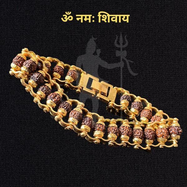 Gold Plated Modern Rudraksha Bracelet