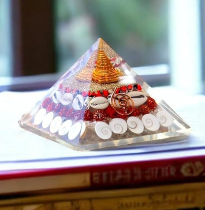 Crystal Wealth Gomati Chakra Shree Yantra Pyramid | Wealth, Financial Stability & Prosperity